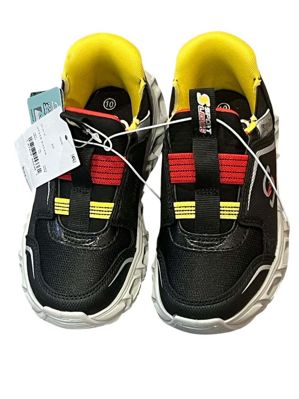 NWT Skechers Sport Kaleb Black Red Yellow Light-Up Athletic Sneakers Slip-on